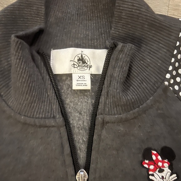 Disney Parks Minnie XS Embroidered Logo Grey & Polka Dot Zip Up Sweatshirt - Picture 3 of 3